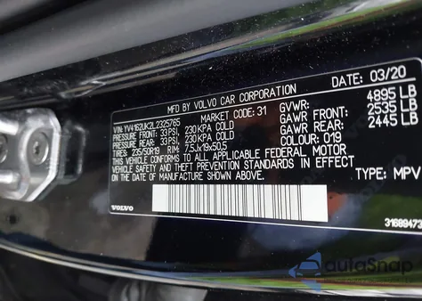 2020 Volvo Xc40 T5 Momentum from USA, damaged, VIN YV4162UK2L2325765